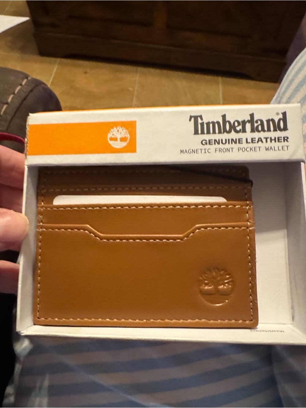 Timberland Men's Genuine Leather Tan Magnetic Front Pocket Wallet